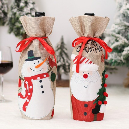 크리스마스 와인 선물 포장 산타 눈사람 커버 케이스