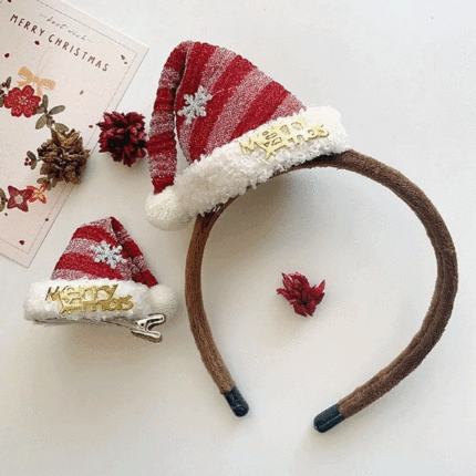 쁘띠 산타모자 헤어핀 머리띠 귀여운 크리스마스 소품 연말파티 코디아이템
